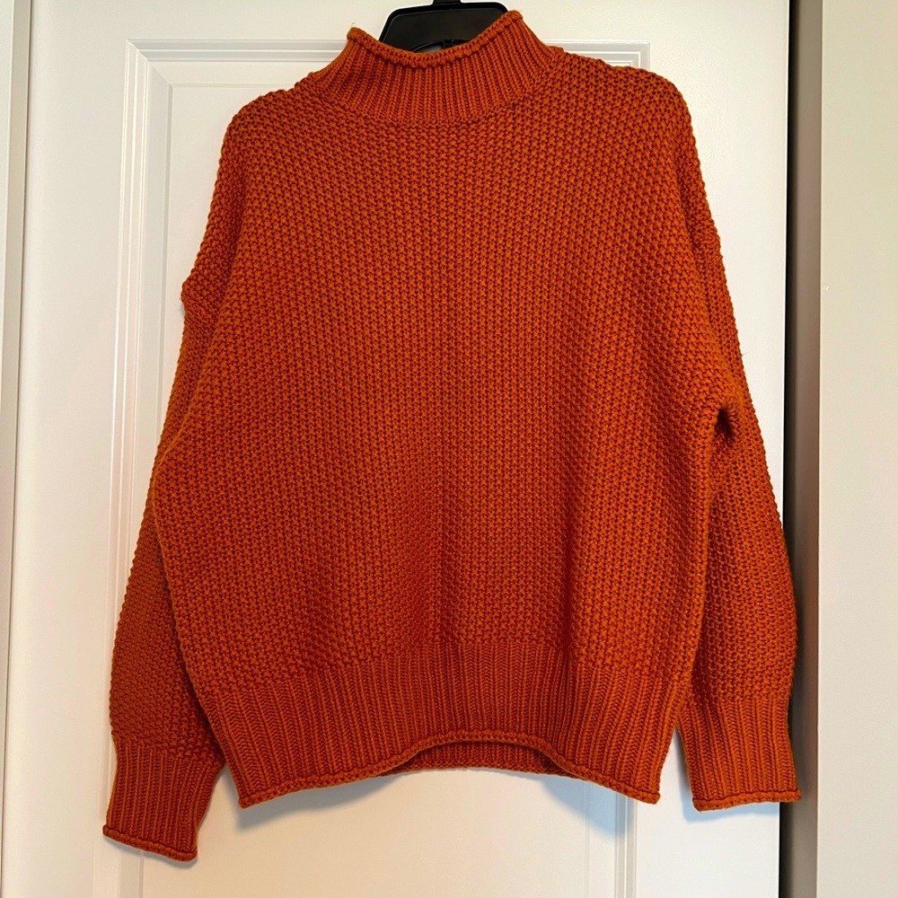 Burnt Orange Chunky Bell Sleeve Sweater